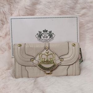 NWT Juicy Couture Crown Logo Leather Pink Wallet Clutch Vintage Box Gold Y2k
